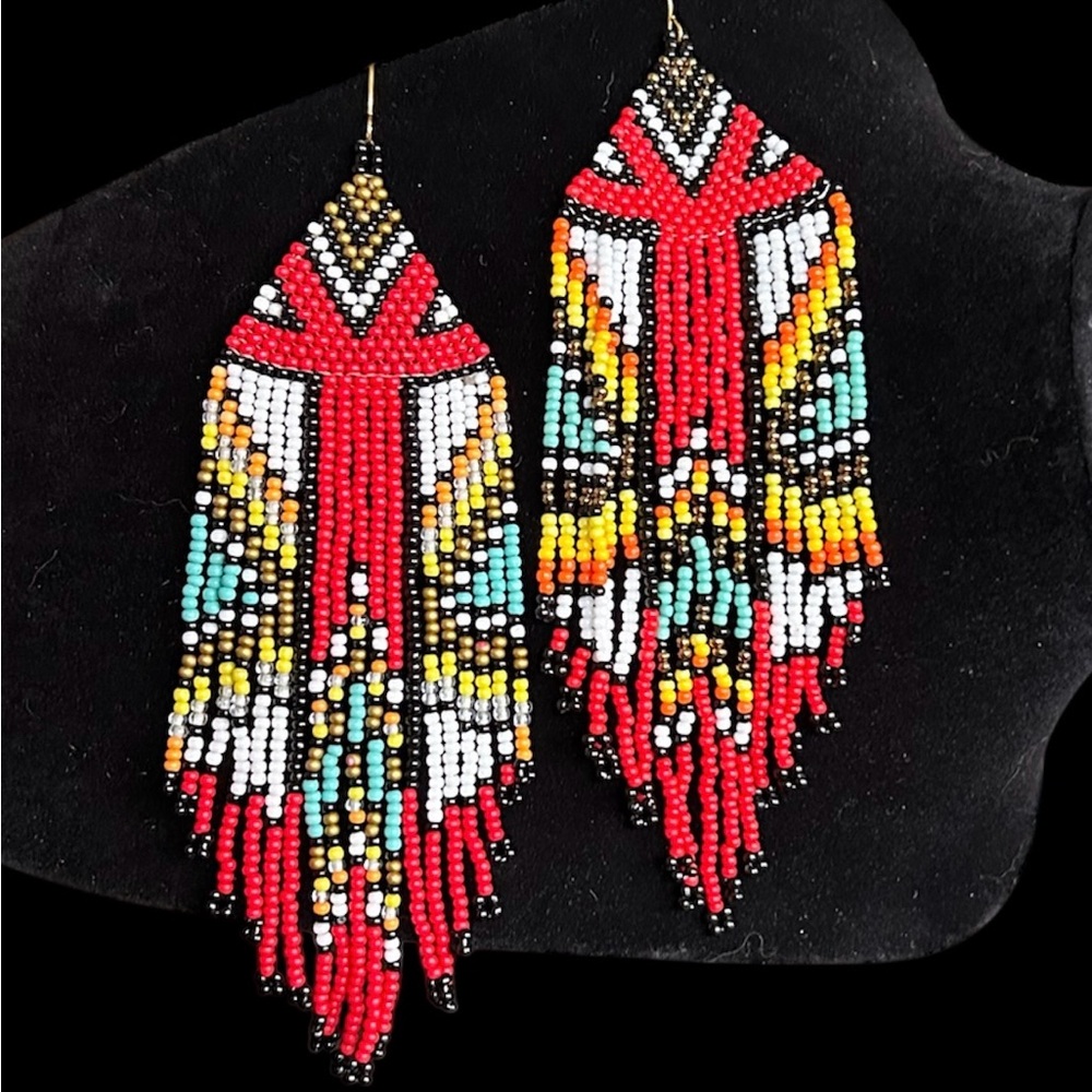 New! Colorful Seed Beaded Dangle Earrings